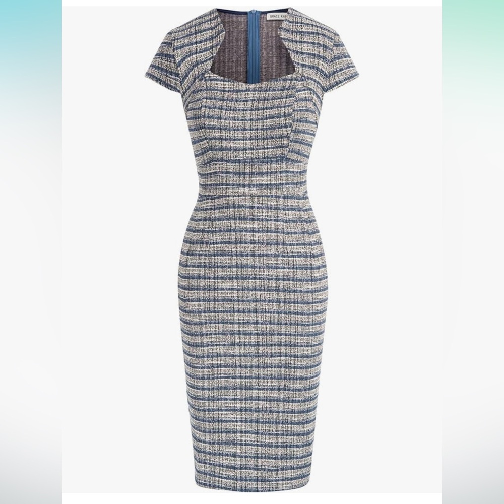 Grace Karin Pencil Tweed Cap Sleeve Midi Dress NWT